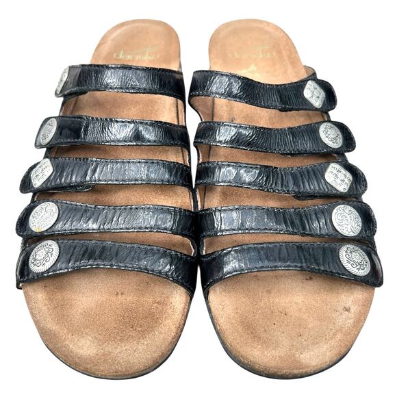 Dansko Women’s Janie Black Strappy Slip on Sandal Size 39 US 8.5/9 - Picture 7 of 11